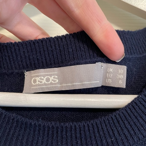 ASOS navy sweater dress open shoulder - Picture 6 of 7